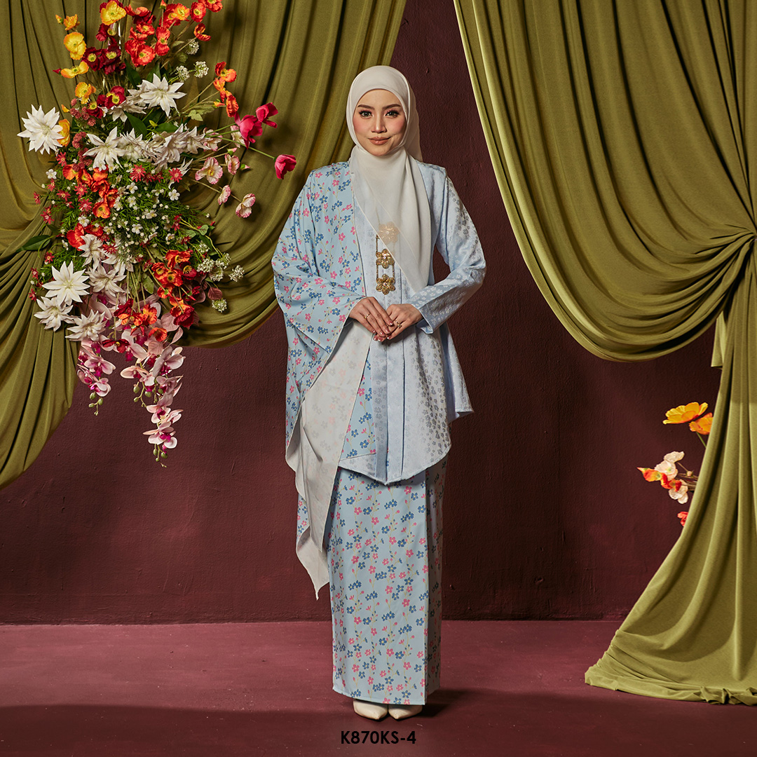 Kebaya Saloma With Shawl in Blue (K870KS-4)