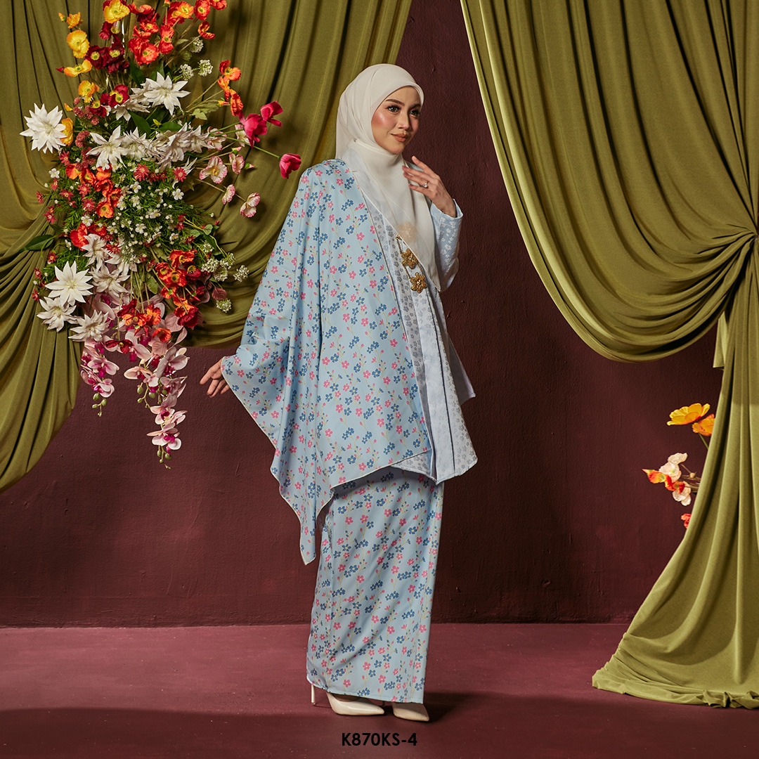 Kebaya Saloma With Shawl in Blue (K870KS-4) - Image 2