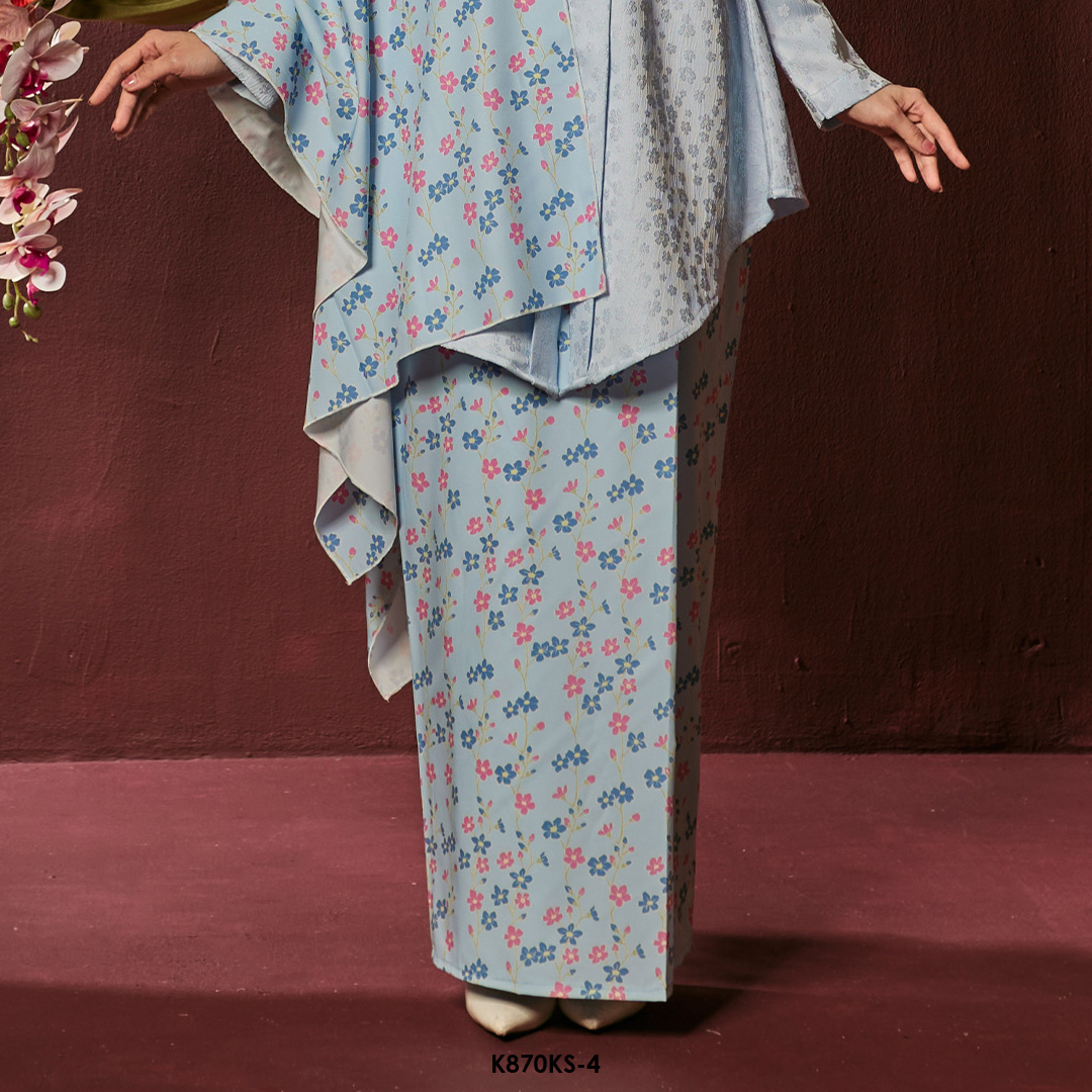 Kebaya Saloma With Shawl in Blue (K870KS-4) - Image 3