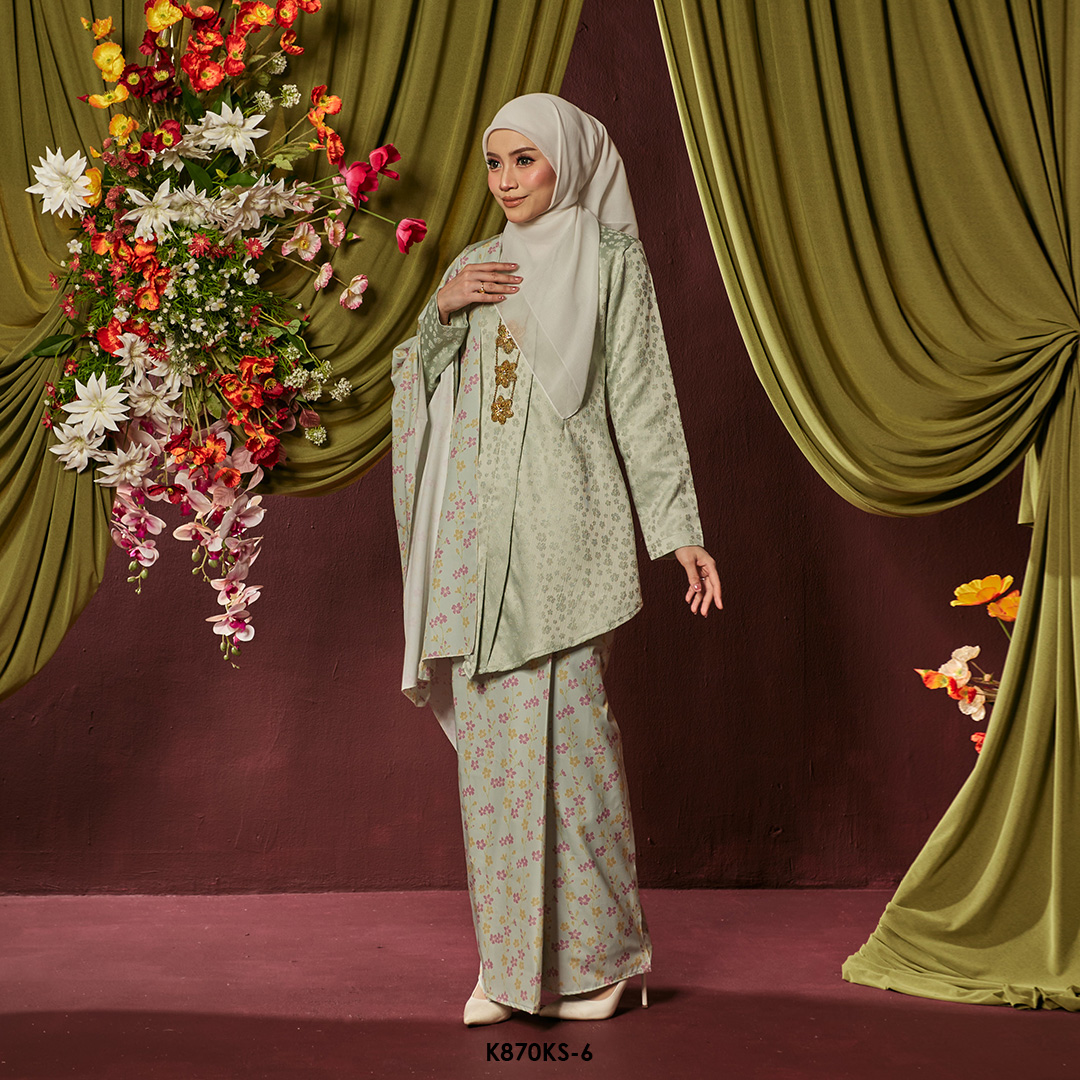 Kebaya Saloma With Shawl in Mint (K870KS-6) - Image 2