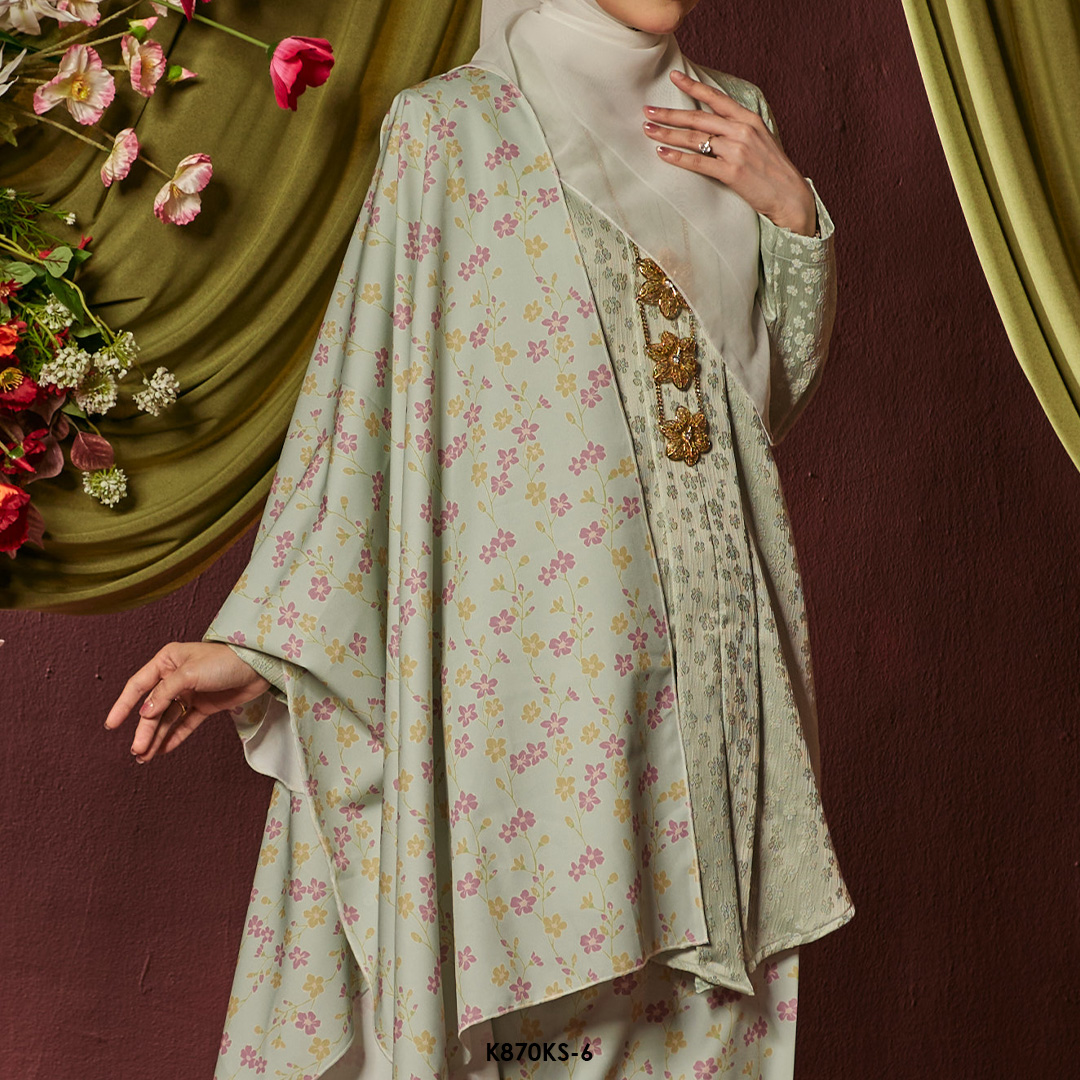 Kebaya Saloma With Shawl in Mint (K870KS-6) - Image 4