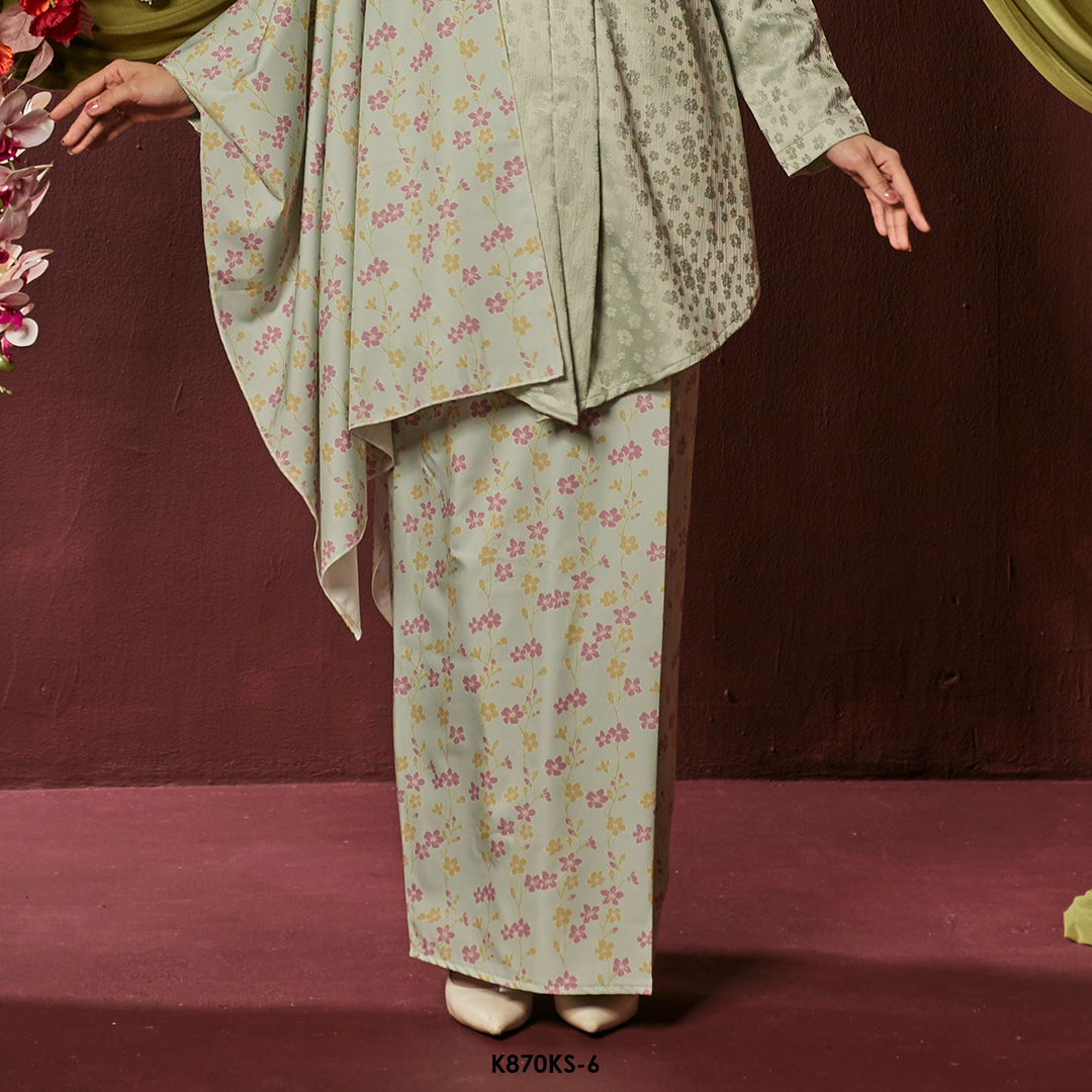 Kebaya Saloma With Shawl in Mint (K870KS-6) - Image 3