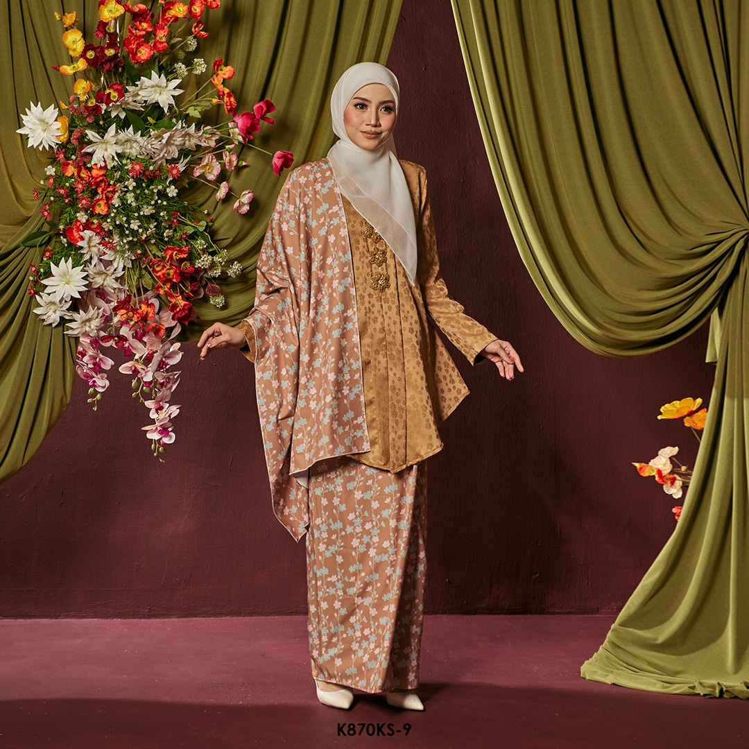Kebaya Saloma With Shawl in Brown (K870KS-9) - Image 2