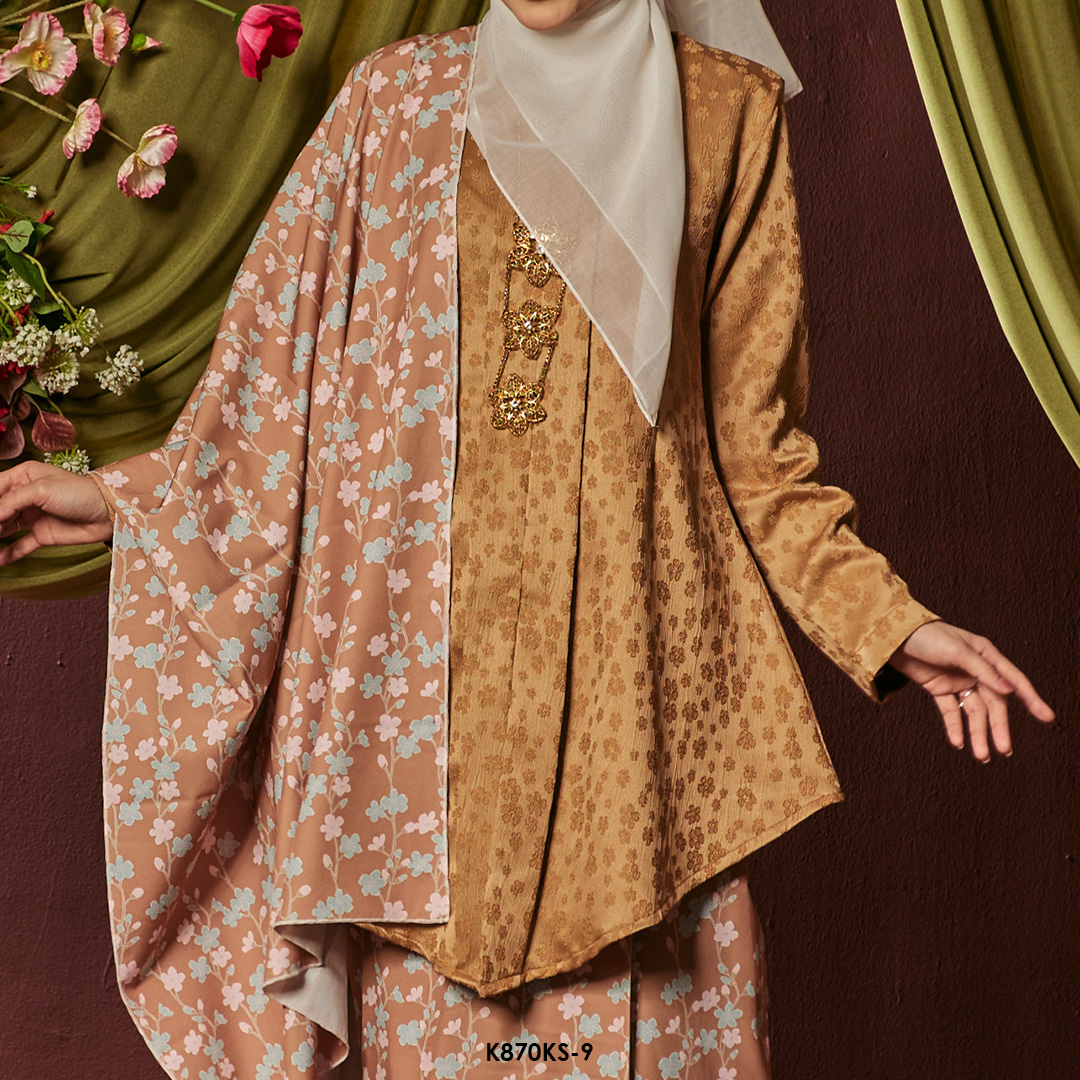 Kebaya Saloma With Shawl in Brown (K870KS-9) - Image 4