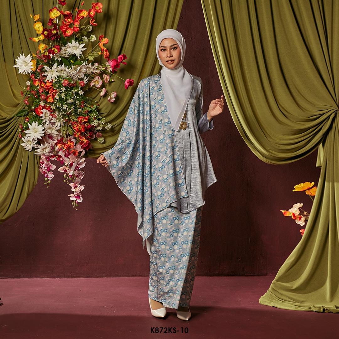 Kebaya Saloma With Shawl in Powder Blue (K872KS-10) - Image 2