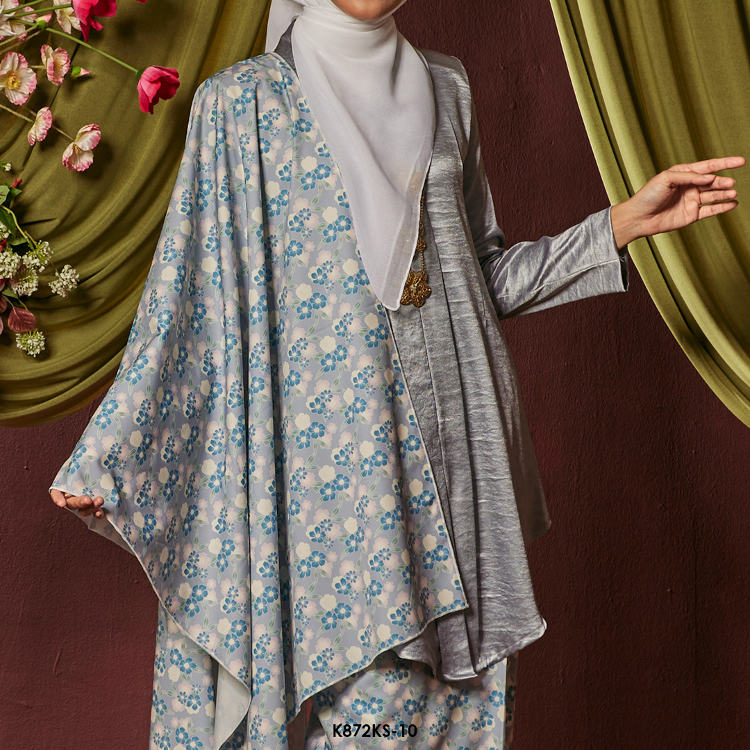 Kebaya Saloma With Shawl in Powder Blue (K872KS-10) - Image 3