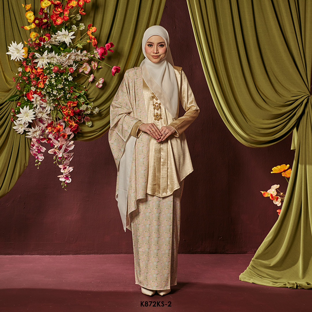 Kebaya Saloma With Shawl in Champagne (K872KS-2)