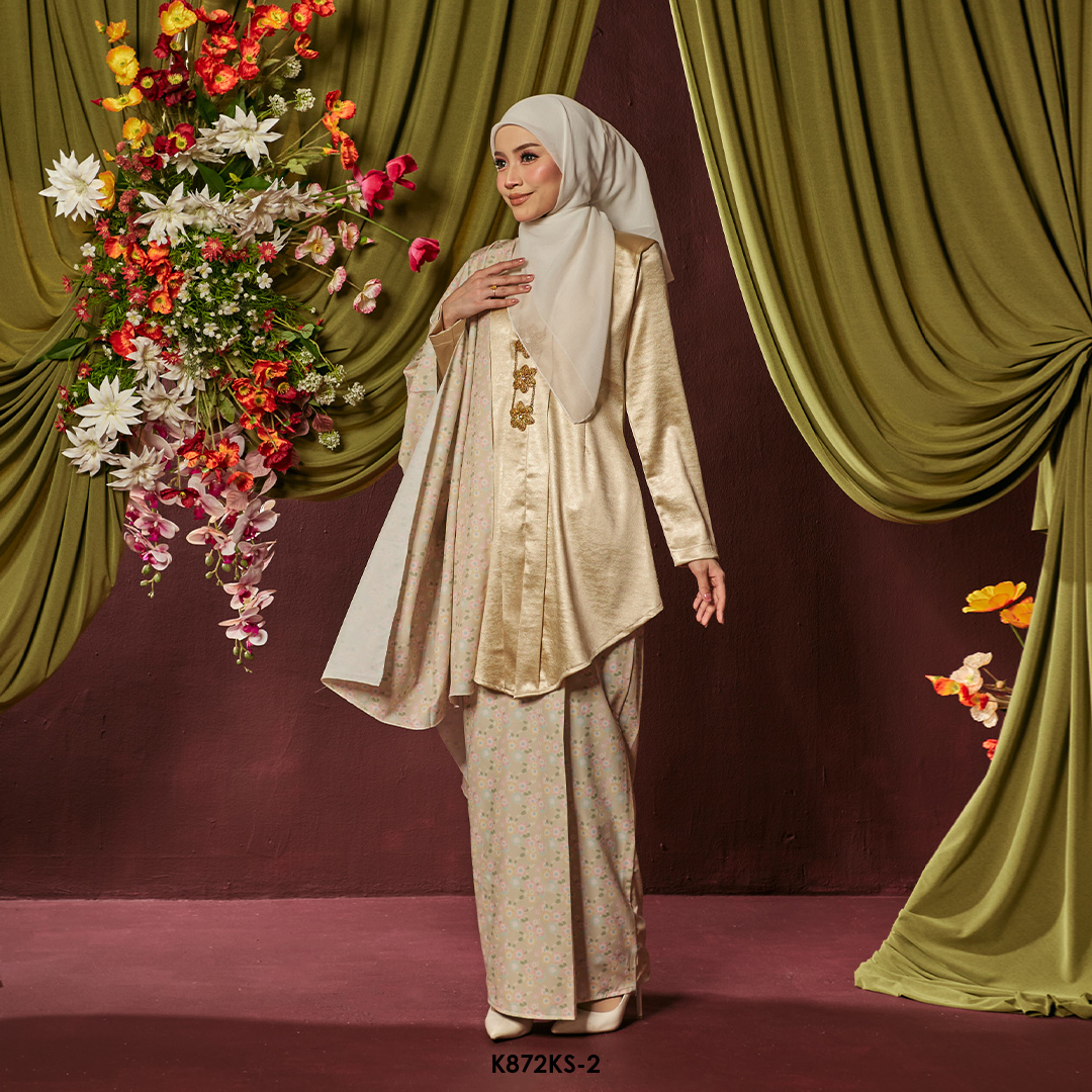 Kebaya Saloma With Shawl in Champagne (K872KS-2) - Image 2