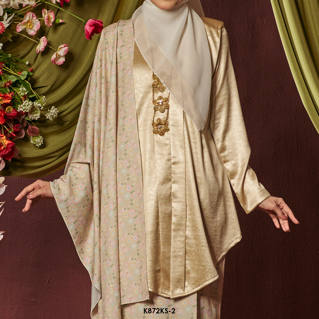 Kebaya Saloma With Shawl in Champagne (K872KS-2) - Image 4