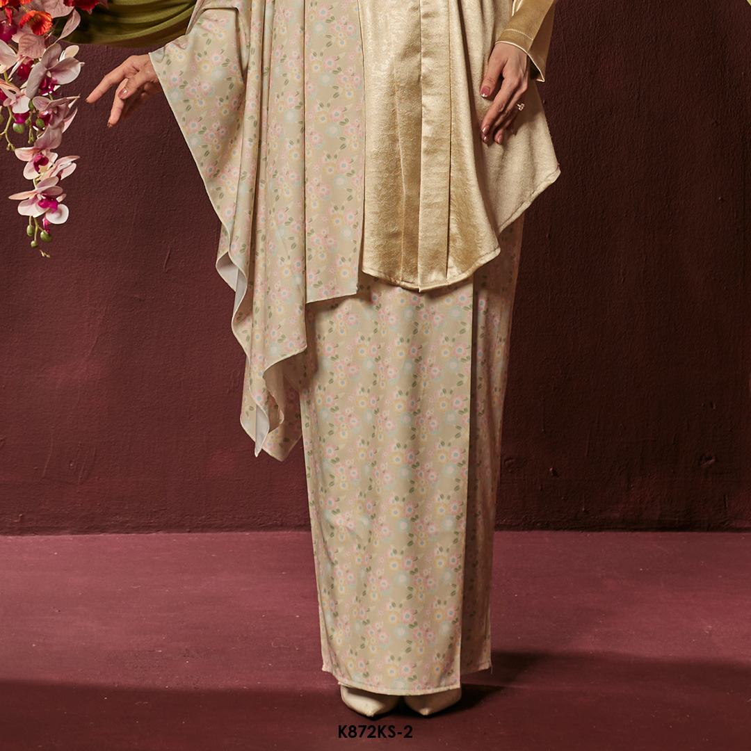 Kebaya Saloma With Shawl in Champagne (K872KS-2) - Image 3