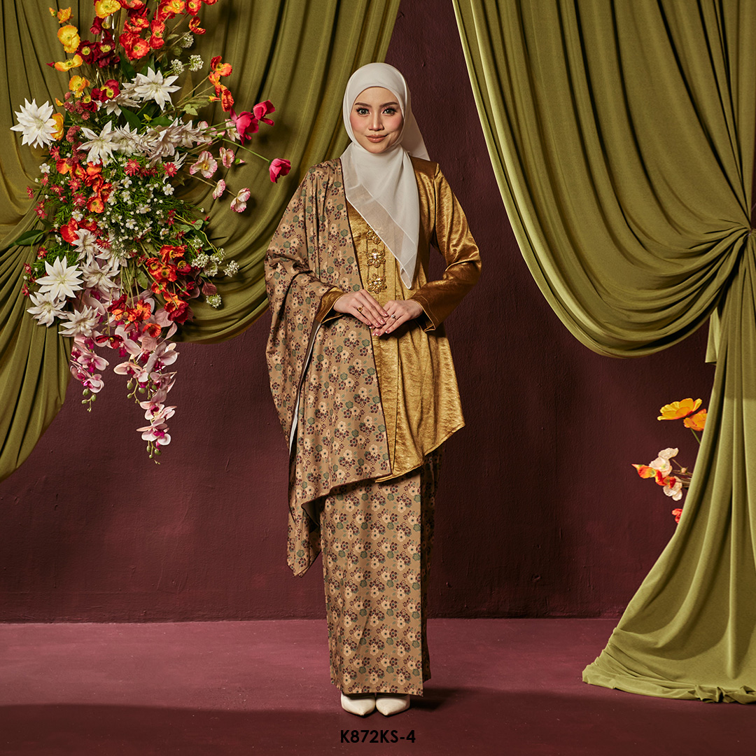 Kebaya Saloma With Shawl in Gold (K872KS-4)