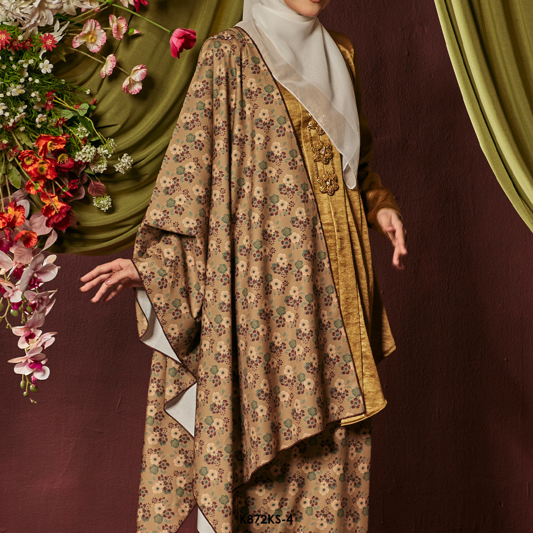 Kebaya Saloma With Shawl in Gold (K872KS-4) - Image 4