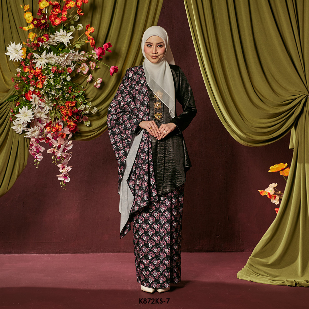Kebaya Saloma With Shawl in Black (K872KS-7)