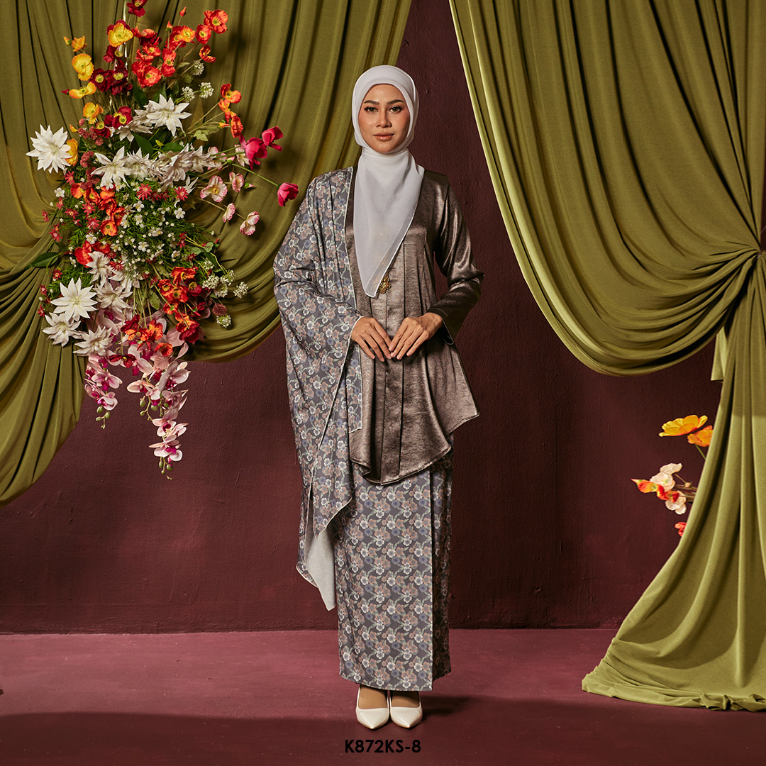 Kebaya Saloma With Shawl in Dark Grey (K872KS-8)