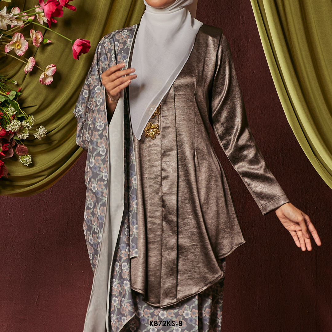 Kebaya Saloma With Shawl in Dark Grey (K872KS-8) - Image 4