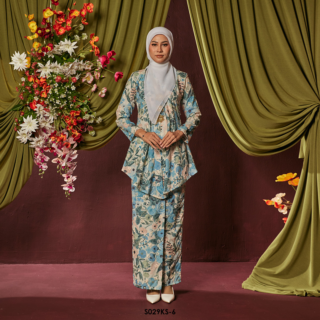 Kebaya Saloma in Ocean Blue (S029KS-6)