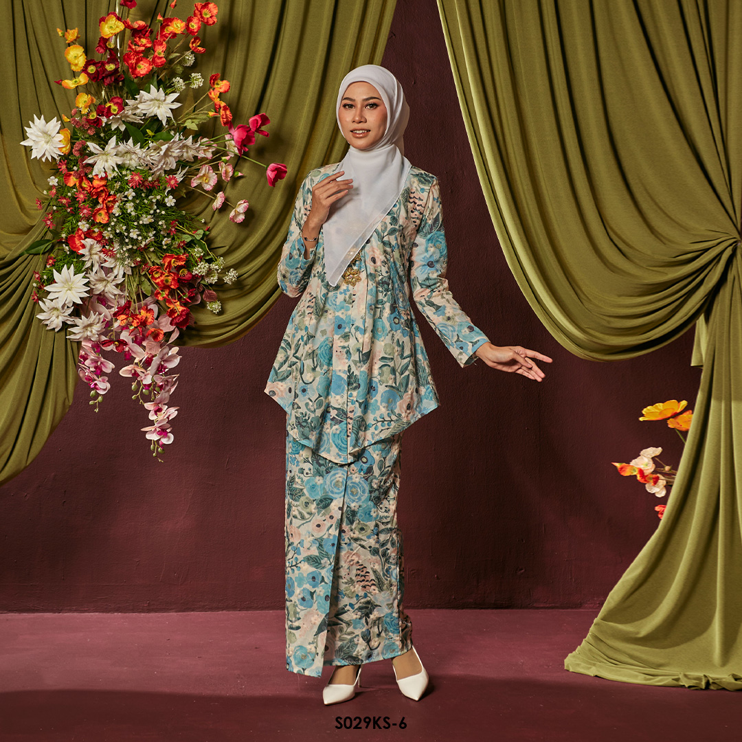 Kebaya Saloma in Ocean Blue (S029KS-6) - Image 2