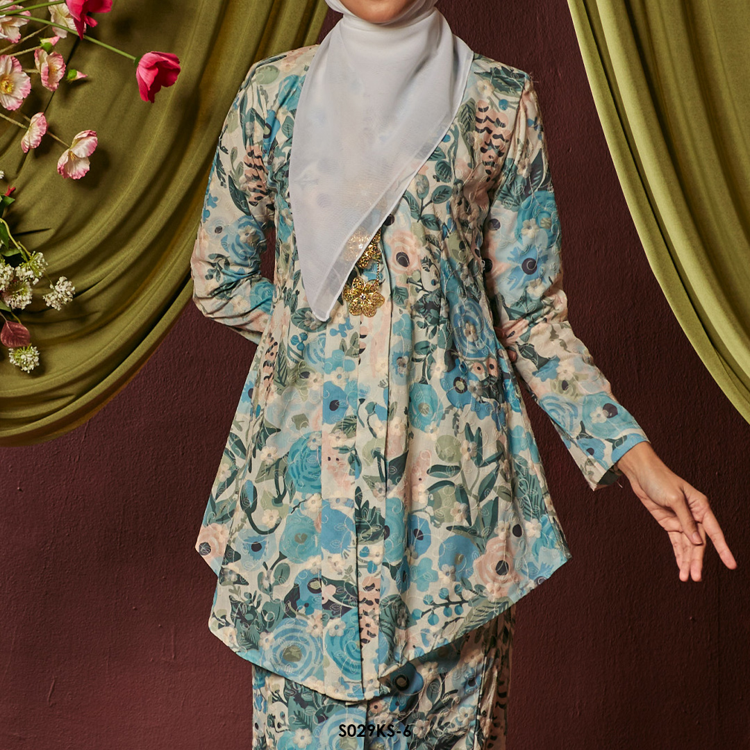 Kebaya Saloma in Ocean Blue (S029KS-6) - Image 3