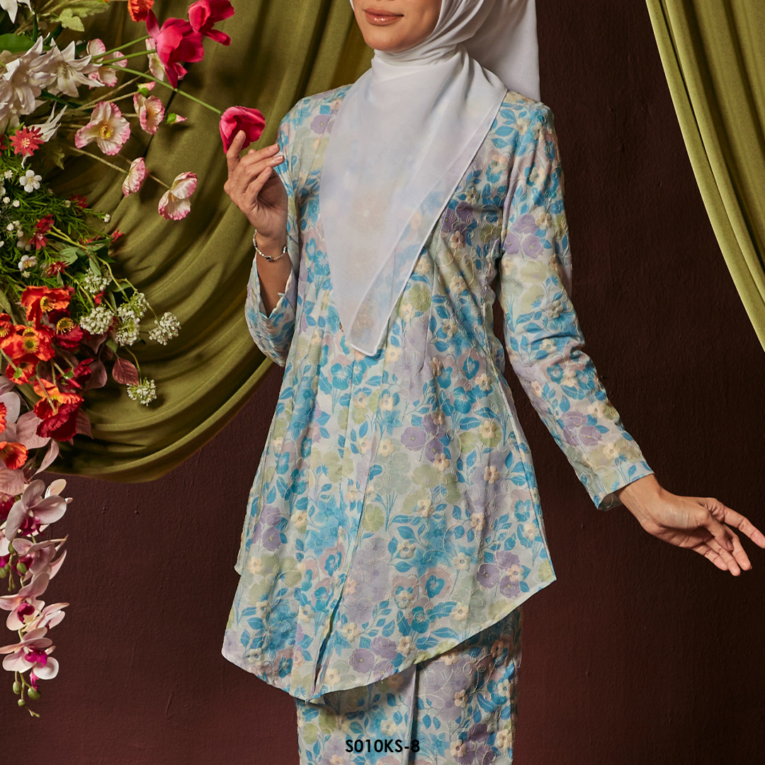 Kebaya Saloma in Steel Blue (S010KS-8) - Image 3
