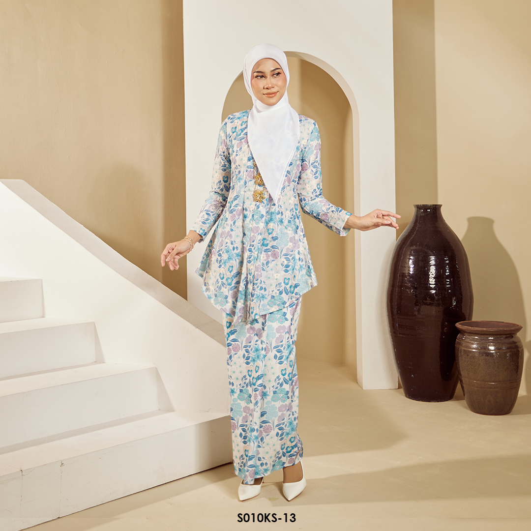 Kebaya Saloma in Azure Blue (S010KS-13) - Image 2