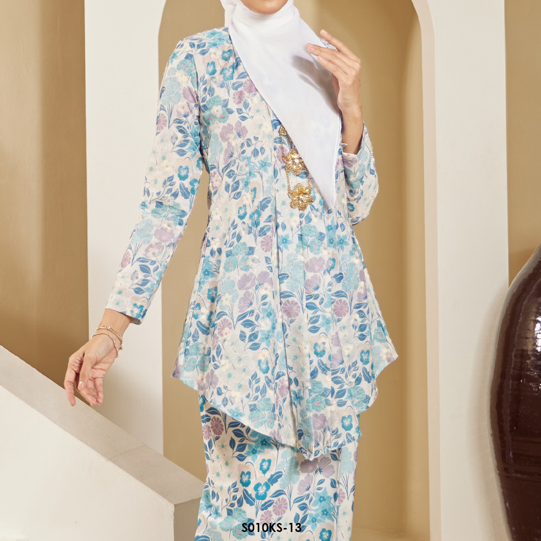 Kebaya Saloma in Azure Blue (S010KS-13) - Image 3
