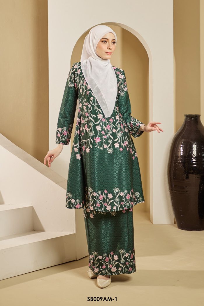 Ameera Kurung in Emerald Green (SB009AM-1)